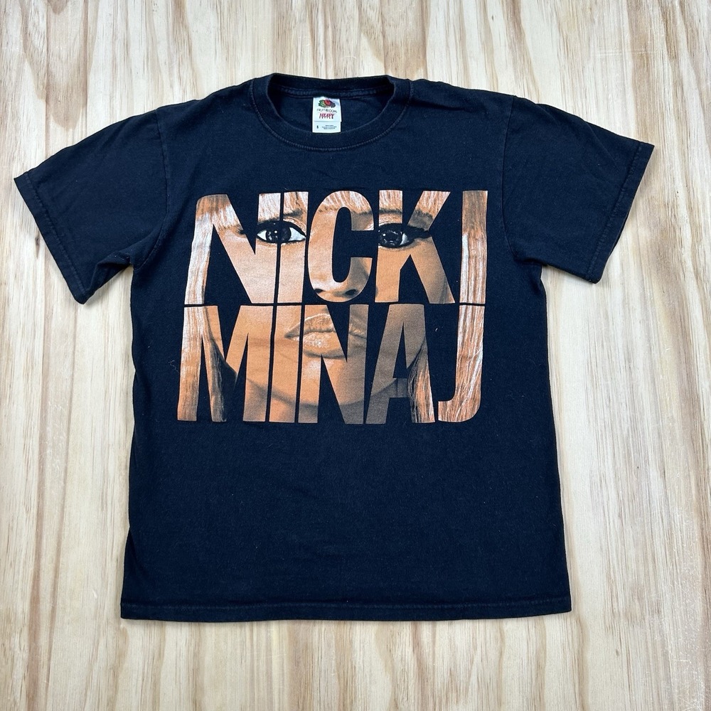 Nicki Minaj Women's Small Black Big Face Graphic T Shirt Spell Out Short Sleeve